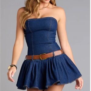 NWT Windsor Flirt Factor Belted Denim Dress